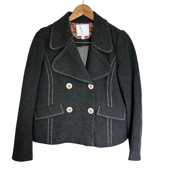 Ett:twa Jackets & Blazers - Ett:twa by Anthropologie Gray Coat Size 6 Double Breasted Cropped Boho Twee